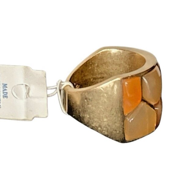 Lia Sophia Honeycomb Fall Color Ring Size 7 Antique Gold Chunky NWT - Picture 2 of 11